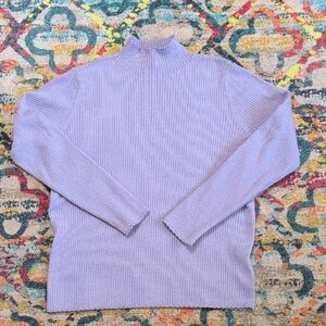 Uniqlo XL Lilac Mock Neck Ribbed Sweater With Sparkle